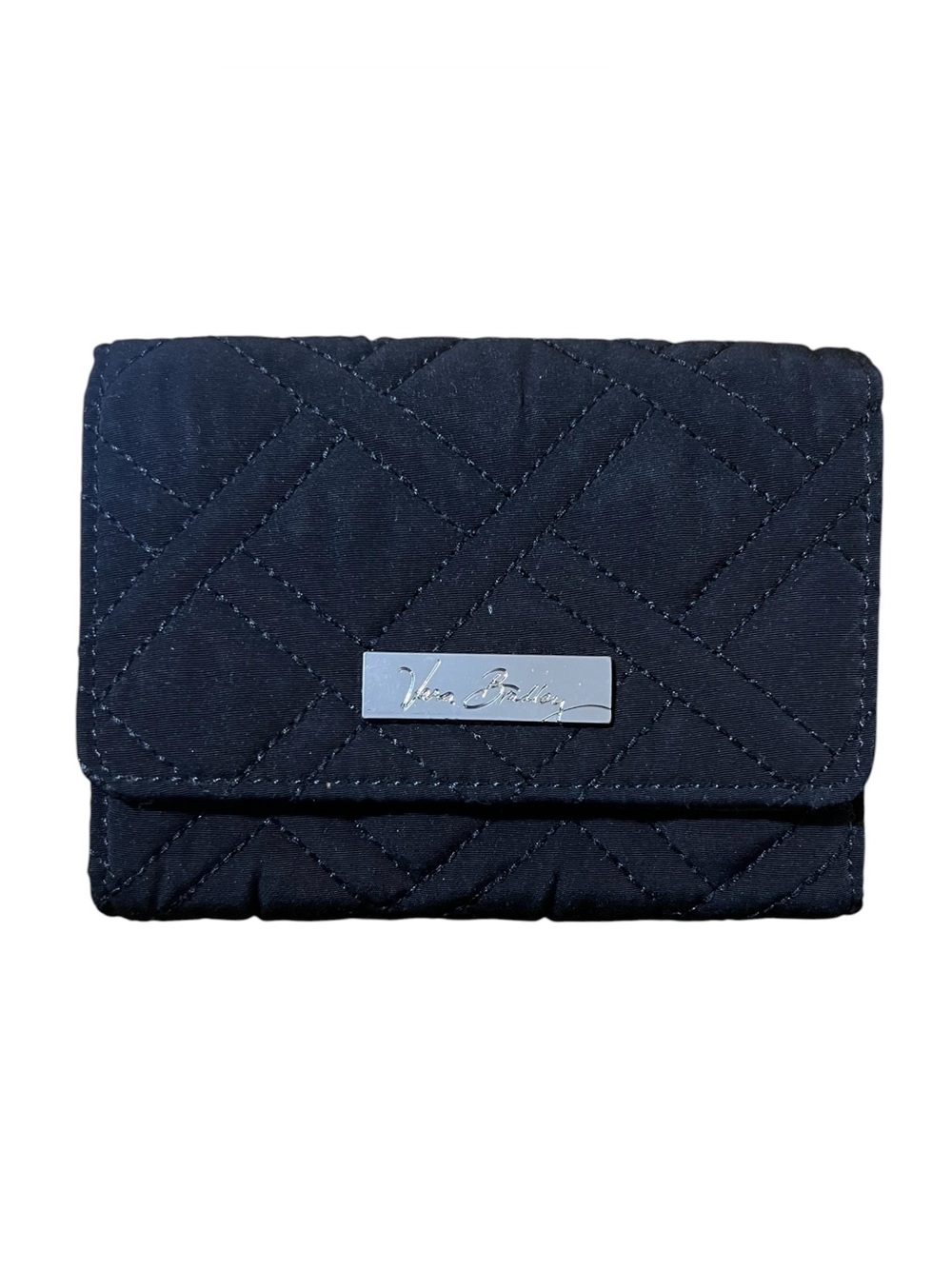 Vera Bradley Trifold Euro Wallet Classic Black Quilted Small